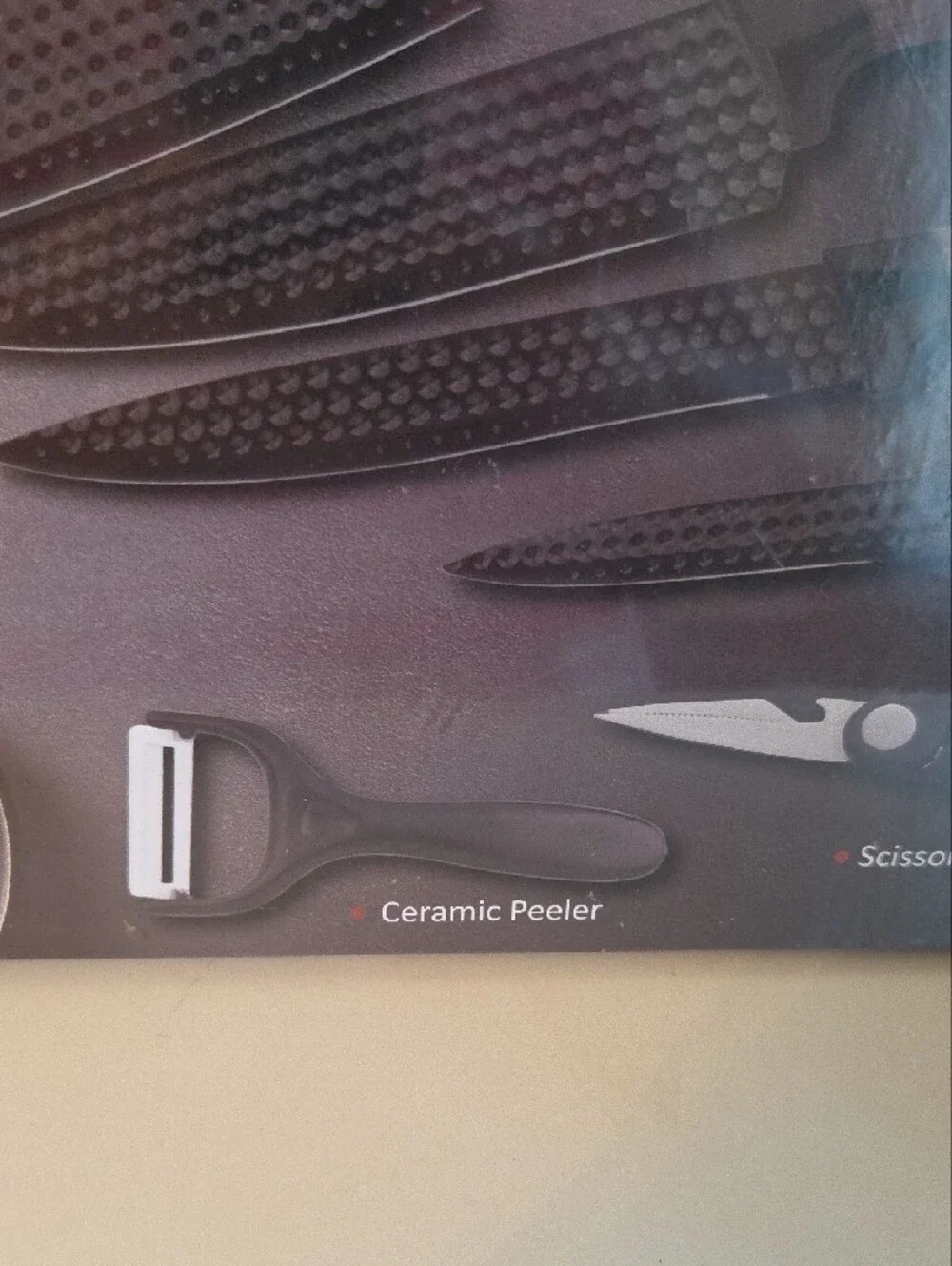 6-Piece Knife and Tool Set in Black - Nonstick Textured Blades